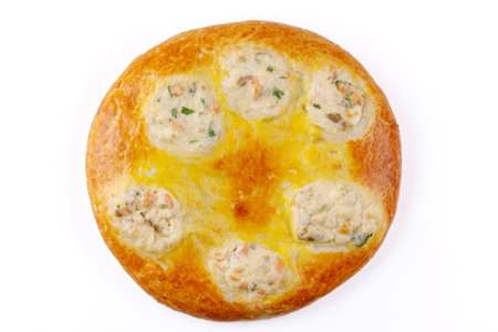 Ossetian pie with meat on a white background 1の写真素材