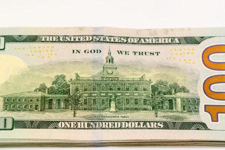100 dollar bills on white background 20の写真素材