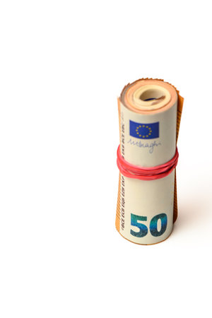 50 euro bills on white background 5の写真素材