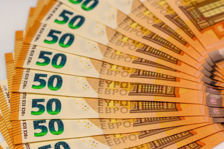 50 euro bills on white background 10の写真素材