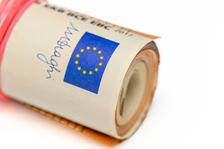 50 euro bills on white background 14の写真素材
