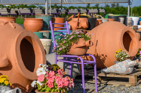 clay jugs and pots street trade on the island of Cyprus 4の写真素材