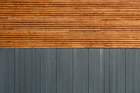 facade of a large store as a background, wood and gray siding 2の写真素材