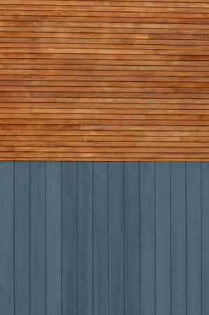 facade of a large store as a background, wood and gray siding 1の写真素材