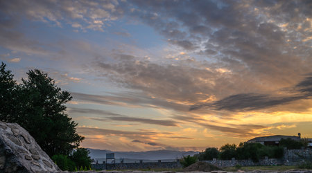 sunset sky on the island of Cyprus, colorful clouds and reflections in the sky 4の写真素材