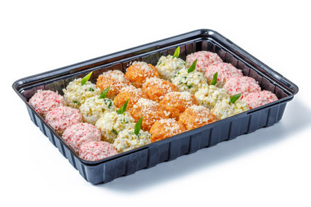 Light set of Japanese sushi rolls for bachelorette party