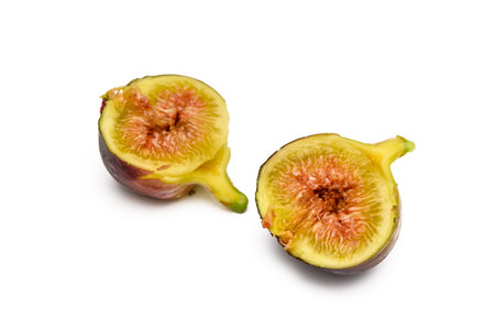 Fresh figs isolated on white background with clipping path, whole and half fruits collection 7の写真素材