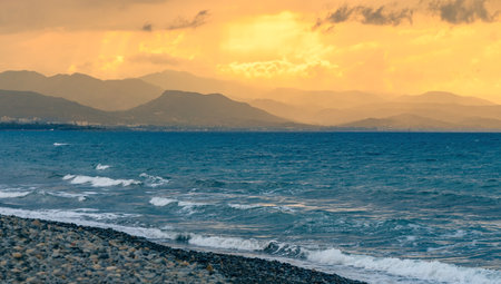 Beautiful landscape of mountains and the Mediterranean seaの写真素材