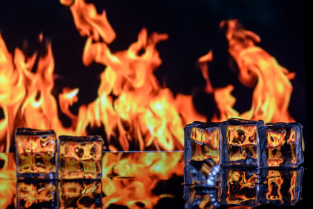 fire and ice, hot and cold concept.の写真素材