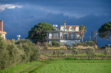 houses in a village in winter in Cyprus 2の写真素材