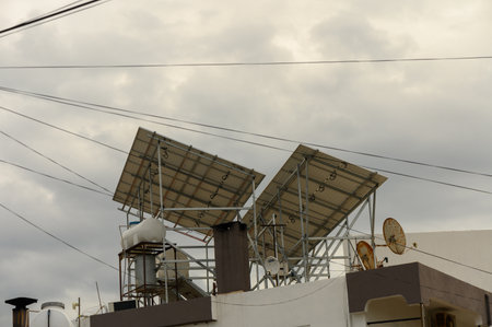 solar panels on the roof in a village in Cyprus 1