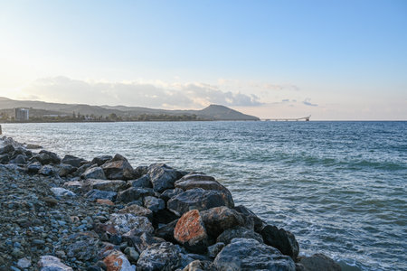 view of the Mediterranean Sea mountain and old railway 4の写真素材