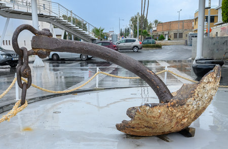 ship's large anchor, monument in the port of Limassol Cyprus 3