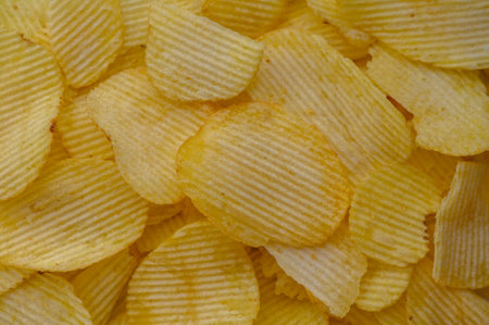 Potato chips snack as background image texture background. Copy, empty space for text 1