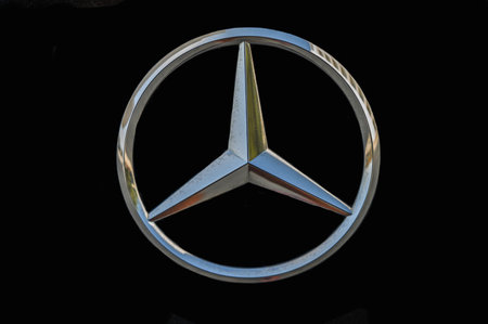 Gaziveren, Cyprus -08.20.2024 Original Mercedes-Benz logo.