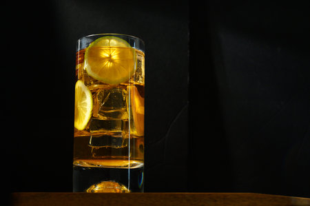 Glass full of ice teaの写真素材