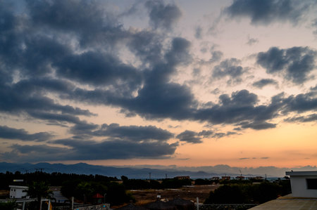 Cloudy sky over landscapeの写真素材