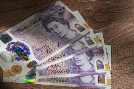 Closeup of English pounds banknotes 3の写真素材