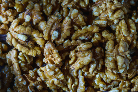 Close up of Walnuts for backgroundsの写真素材