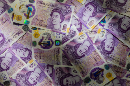 A plan view of pound sterling bank notes. 6の写真素材