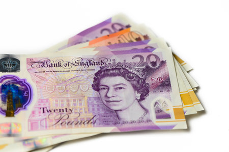 Various denominations of British pound notes 1