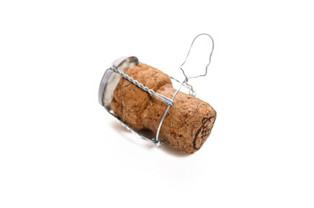 Natural champagne bottle stopper, isolate on a white background