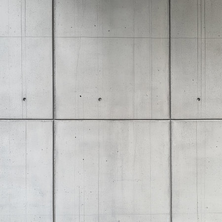 A smooth gray concrete surface reveals the beauty of minimalism in modern architectural design, showcasing texture.の写真素材