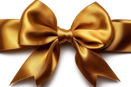 A lavish golden bow sits gracefully, poised to embellish a special gift or festive occasion with charm.の写真素材