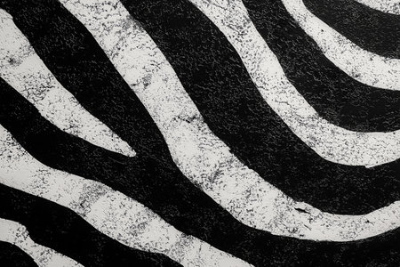 Bold, flowing stripes intertwine in striking black and white tones, bringing energy to a contemporary space.の写真素材