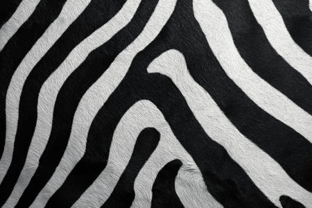 Striking black and white patterns blend together on a zebra\'s fur, showing nature\'s artistry in detail.の写真素材