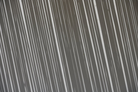 Shadow of Reed Roof on White Wall as Abstract Backgroundの写真素材