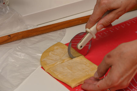 Preparing Dough for Homemade Parker House Bunsの写真素材