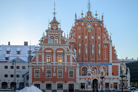 Exterior view of Chernogolov House, one of Riga main historic landmarks, showcasing classic...