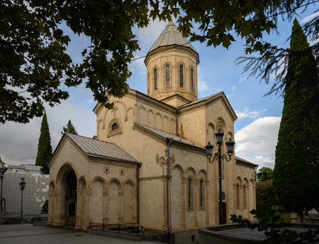 The Holy Trinity Cathedral of Tbilisi (Sameba), the main Georgian Orthodox Church, located on a hill...