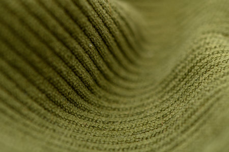Close-up of dense green fabric with visible threads and pronounced relief. Dark green color and rough surface form a sturdy background for furniture, accessories, and graphic designの写真素材