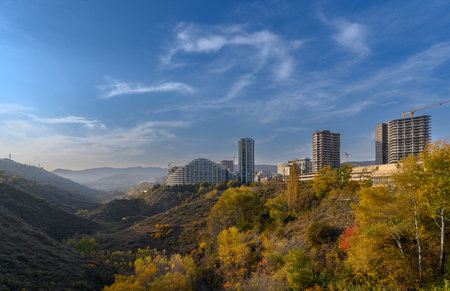 A prestigious complex in a modern style. Clear geometric shapes, panoramic glazing, and light...