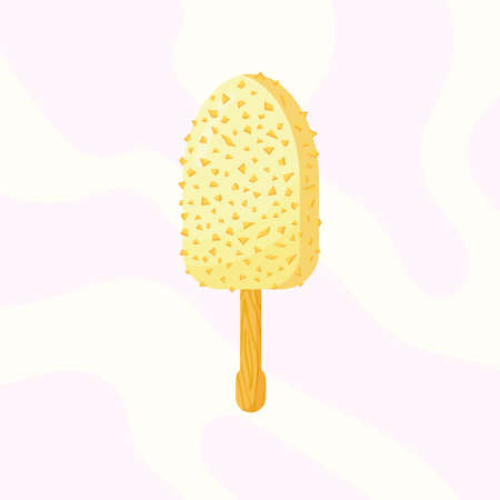 Ice cream on a stick with white chocolate and nuts.のイラスト素材