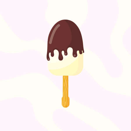 Ice cream on a stick with chocolate. ice cream poster.のイラスト素材