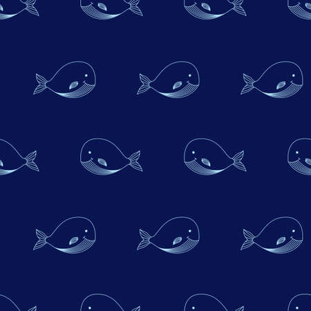 pattern with whales on a blue background.のイラスト素材