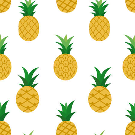 Repeating pattern with cartoon pineapples.のイラスト素材