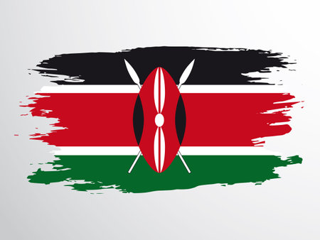Flag of Kenya painted with a brush. Kenya vector flagのイラスト素材