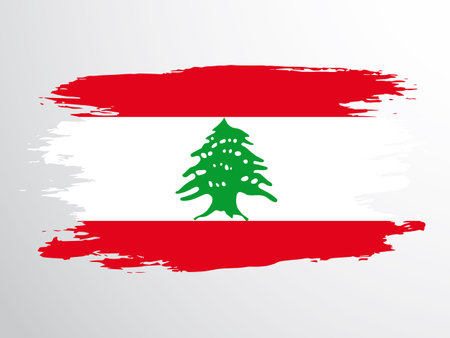 Flag of Lebanon painted with a brush. Lebanon vector flagのイラスト素材