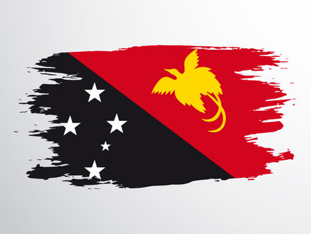 Papua new guinea flag hand drawn by brush. Vector flag of Papua New Guinea.のイラスト素材