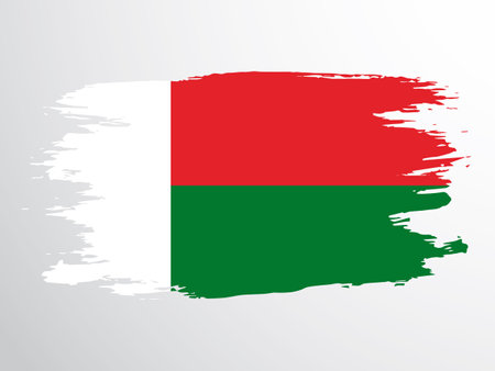 Flag of Madagascar hand drawn by brush. Vector flag of Madagascar.のイラスト素材