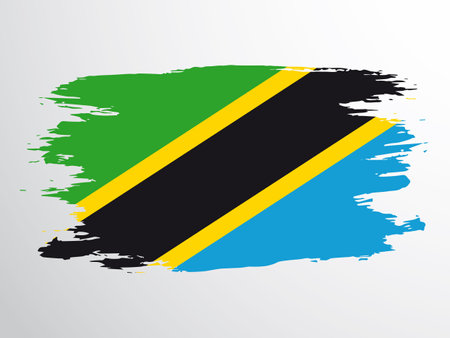Flag of Tanzania hand drawn by brush. Vector flag of Tanzania.のイラスト素材