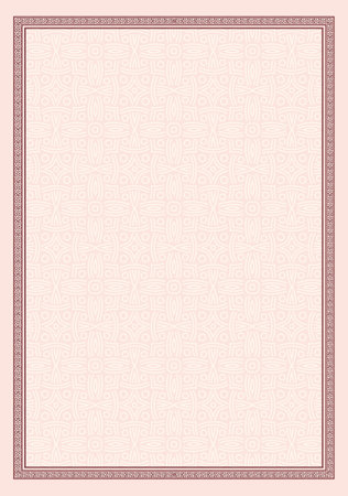 Vector frame with flowers. Frame with ornamental background for wedding invitation, certificate, diploma, menu.のイラスト素材
