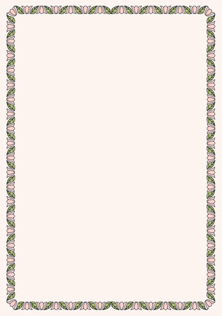 Frame with flowers and leaves. Floral frame for letterhead, flower shop, label, certificate, wedding invitation.のイラスト素材