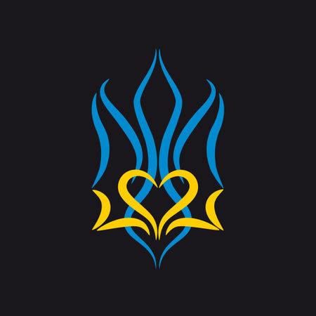 Stylized coat of arms of Ukraine in national colorsのイラスト素材