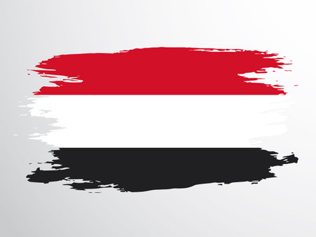 Flag of Yemen painted with a brushのイラスト素材