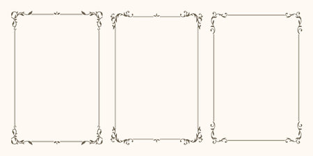 Set of vector frames with swirls and leavesのイラスト素材